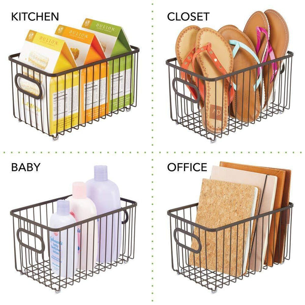 Explore mdesign metal bathroom storage organizer basket bin modern wire grid design for organization in cabinets shelves closets vanity countertops bedrooms under sinks 4 pack bronze