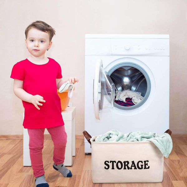 Budget friendly shinytime storage baskets bins large organizer toy laundry storage basket for kids pets home living room closet beige 2pcs