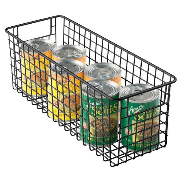 Latest mdesign farmhouse decor metal wire food storage organizer bin basket with handles for kitchen cabinets pantry bathroom laundry room closets garage 16 x 6 x 6 6 pack matte black