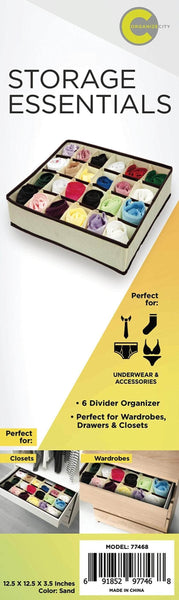 The best closet underwear storage organizer box for socks bra ties clothing lingerie underwear drawer 24 divider collapsible beige size 12 x 12 x 3 set of 2