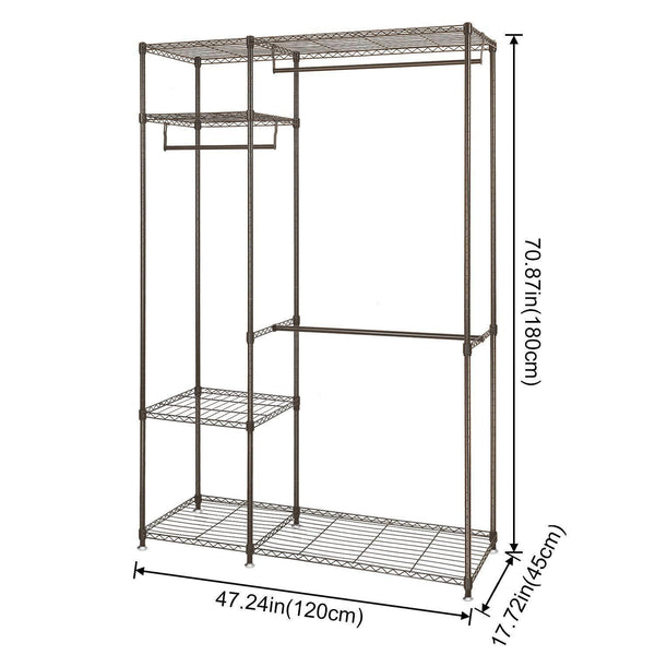 Home lifewit portable wardrobe clothes closet storage organizer with hanging rod adjustable legs quick and easy to assemble large capacity dark brown