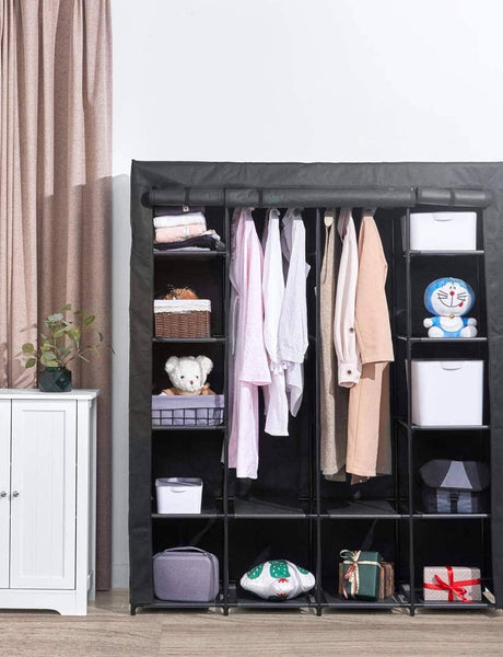 Featured aoou closet organizer wardrobe closet portable closet closet organizers and storage with non woven fabric easy to assemble 56 x 18 5 x 66 inches black
