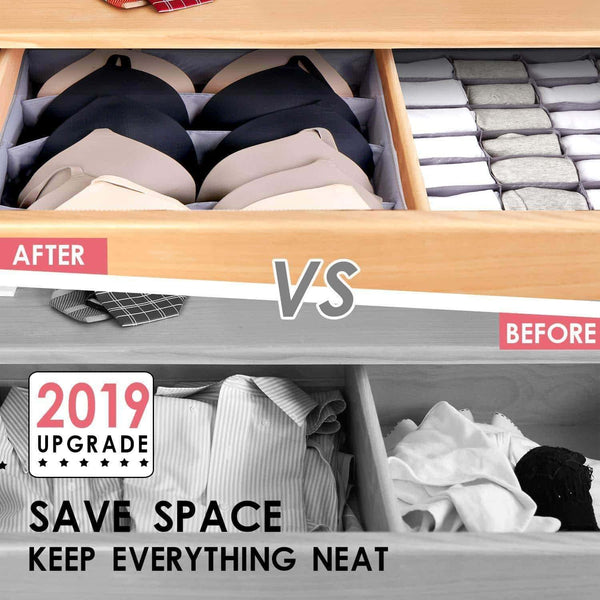 Selection drawer organizer dresser drawer organizer divider washable large bra sock underwear tie cloth organizer foldable closet storage box drawer polyester fabric for baby cloth panties belts set of 4 gray
