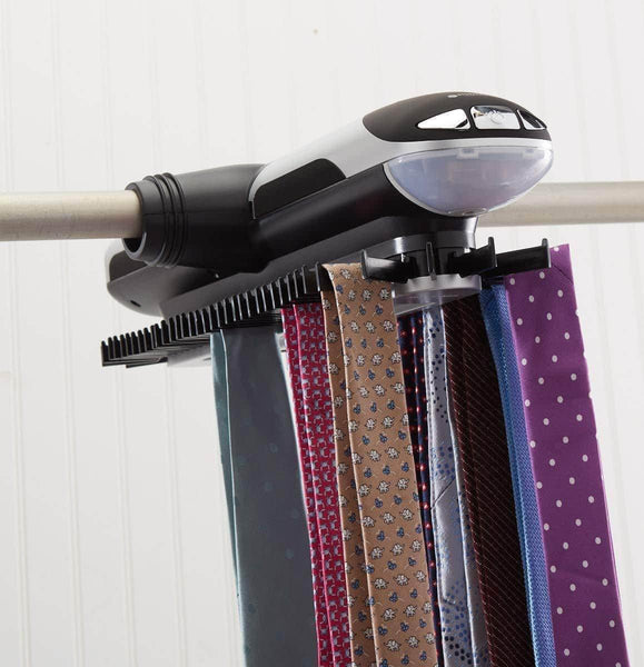 Try storagemaid motorized tie rack organizer for closet with led lights battery operated holds 72 ties and 8 belts includes j hooks for wire shelving bonus tie travel pouch tie clip
