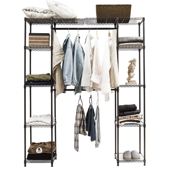 Products tangkula garment rack portable adjustable expandable closet storage organizer system home bedroom closet shelves clothes wardrobe coffee