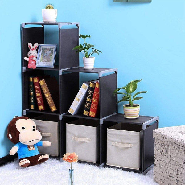 The best multifunctional assembled 3 tier 6 compartment storage cube closet organizer shelf 6 cubes bookcase storage black 6 cubes