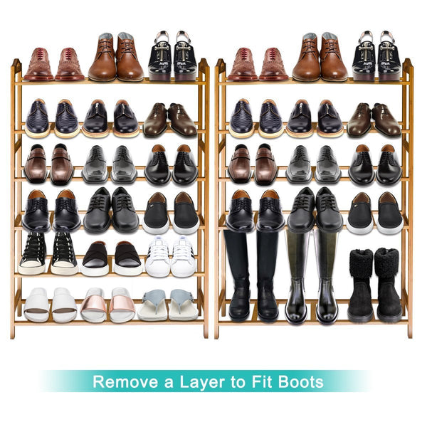 Top anko bamboo shoe rack natural bamboo thickened 6 tier mesh utility entryway shoe shelf storage organizer suitable for entryway closet living room bedroom 1 pack