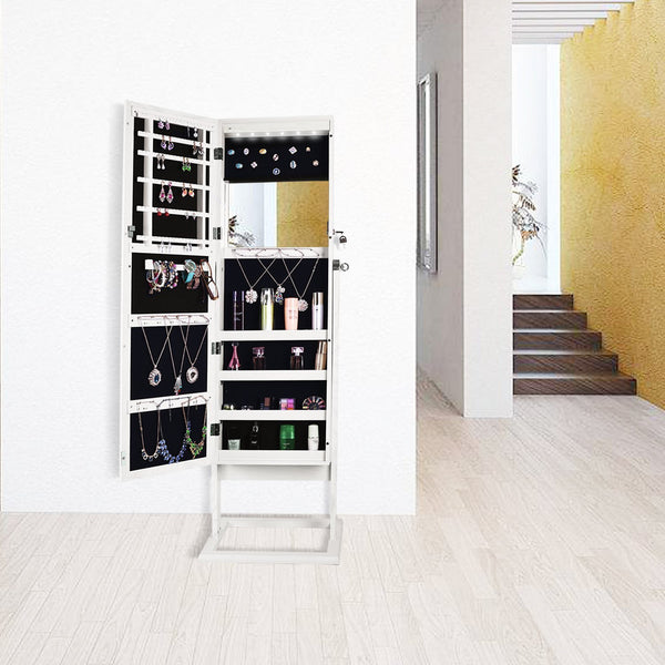 Get bonnlo cheval jewelry armoire stable square freestanding with 6 leds with 4 adjustable angle tilting lockable heavy duty bedroom makeup mirror cabinet organizer closet xmas new year gift