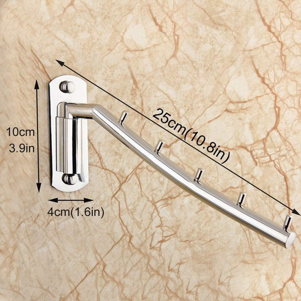 On amazon adromy folding wall mounted clothes hanger stainless steel clothes holder swing arm closet drying rack clothing hanging system heavy duty closet storage organizer 2 pack