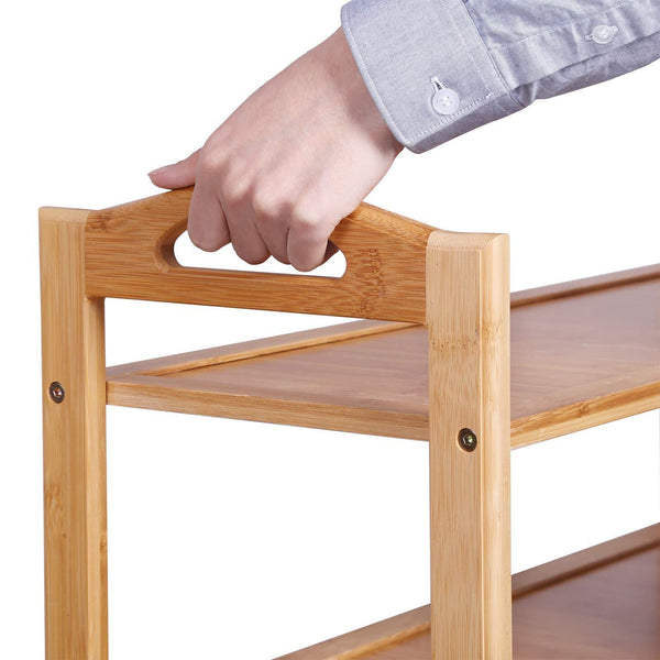 Budget songmics bamboo wood shoe rack 6 tier 18 24 pairs entryway standing shoe shelf storage organizer for kitchen living room closet ulbs26n