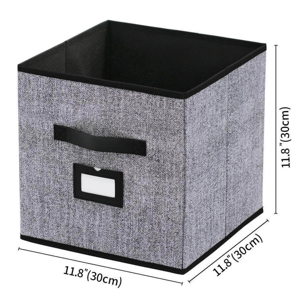 Amazon onlyeasy foldable cloth storage bins cubes box set of 6 home closet cubby bookcase nursery drawers organizers with label holders and dual leather handles 12x12x12 inch linen like black 7mxab06plp