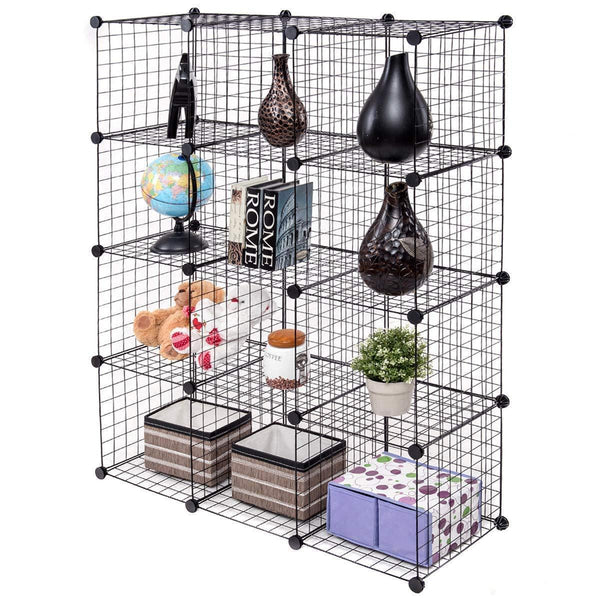 Top tangkula wire storage cubes metal wire free standing modular shelving grids diy bookcase closet wardrobe organization storage cubes 12 cubes