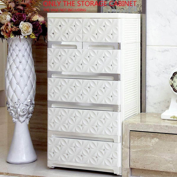 New nafenai 5 drawer dresser kids storage cabinet for toys storage cart plastic storage bin for office closet bedroom lightweight and movable white