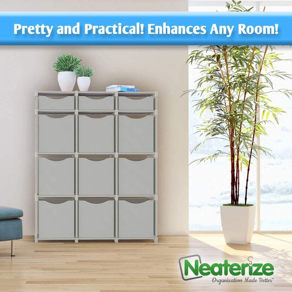 On amazon 12 cube organizer set of storage cubes included diy cubby organizer bins cube shelves ladder storage unit shelf closet organizer for bedroom playroom livingroom office light grey