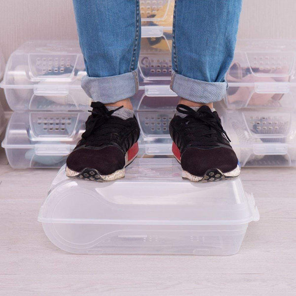 Shop baoyouni clear shoe box closet corner storage case holder dust proof breathable organizer saving space stackable with lid for flats athletic shoes sandals heels sneakers pack of 5