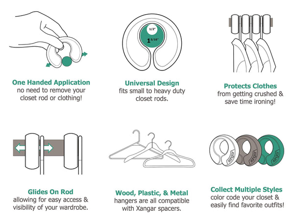 Discover the best xangar hanger spacers hanger dividers garment dividers round clothing size dividers closet clothes organizer system for adults teens and kids gray 50 pack