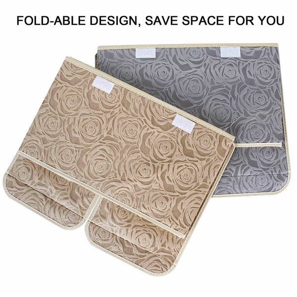 Buy 2 pack drawer organization large linen 2 sections washable storage with lids and handles foldable closet organizer for nursery closet clothes toy home office bedroom grey khaki18 x 9 8