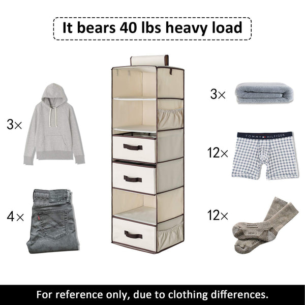 Shop for storageworks 6 shelf hanging dresser foldable closet hanging shelves with 2 magic drawers 1 underwear socks drawer 42 5h x 13 6w x 12 2d