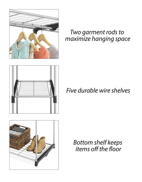 Buy now whitmor double rod freestanding closet heavy duty storage organizer