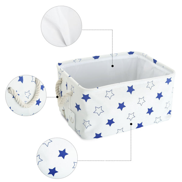 The best storage bin zonyon rectangular collapsible linen foldable storage container baby basket hamper organizer with rope handles for boys girls kids toys office bedroom closet gift basket blue star