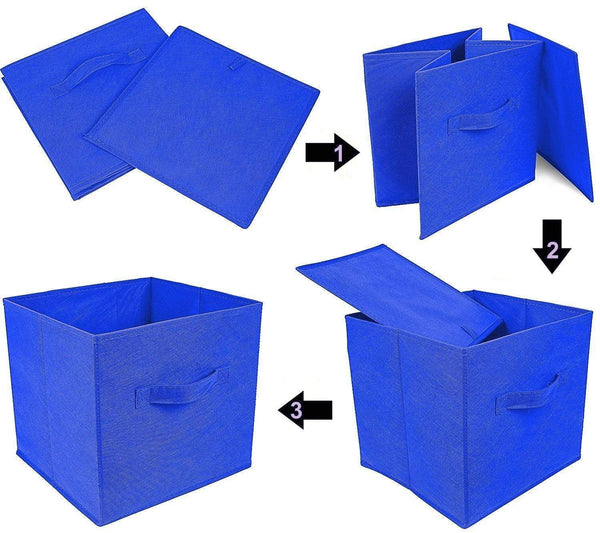 Storage organizer 30 pack blue storage cubes with two handles shelves baskets bins containers home decorative closet organizer household fabric cloth collapsible box toys storages drawer blue 30 pack