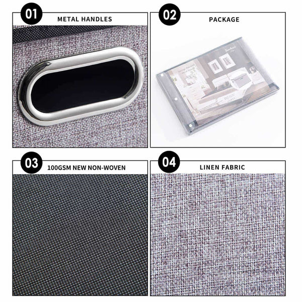 Discover the best seckon collapsible storage box container bins with lids covers2pack large odorless linen fabric storage organizers cube with metal handles for office bedroom closet toys