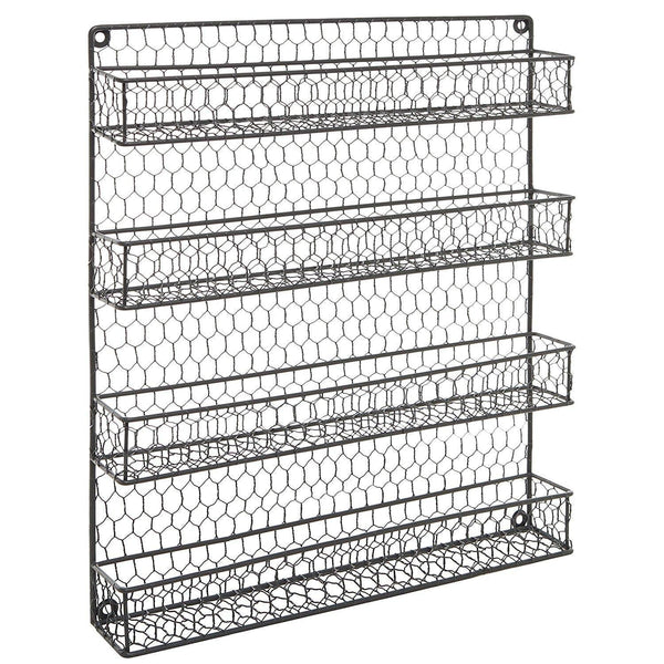 Budget friendly 4 tier metal spice rack wall mount kitchen spices organizer pantry cabinet hanging herbs seasoning jars storage closet door cupboard mounted holder black