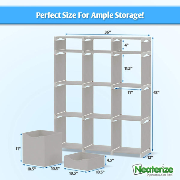 Latest 12 cube organizer set of storage cubes included diy cubby organizer bins cube shelves ladder storage unit shelf closet organizer for bedroom playroom livingroom office light grey