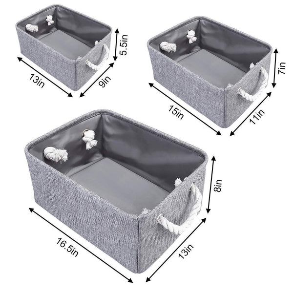 Selection kedsum fabric storage bins baskets foldable linen storage boxes with handles closet organizers bins cube storage baskets bins for shelves clothes closet nursery gray 3 pack