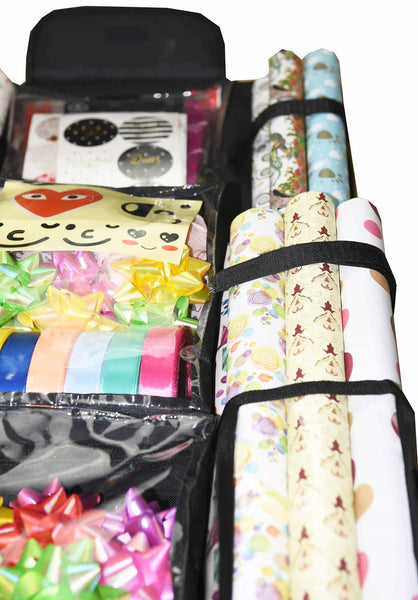 Latest freegrace double sided hanging gift wrap organizer large 16 x 41 wrapping paper rolls storage bag tearproof space saving closet gift bag organization solution black