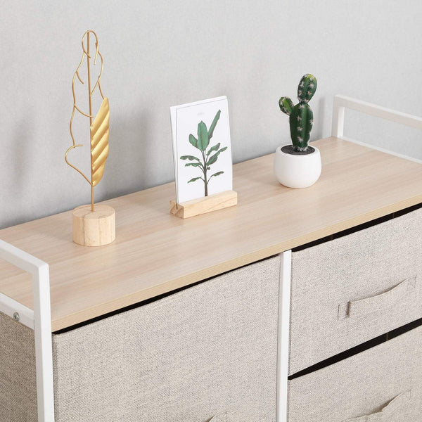 Select nice soges 5 drawer storage organizer unit for bedroom play room closets entryway free standing rack metal frame with fabric bin beige 107 bm