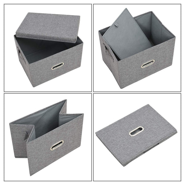 Shop polecasa storage bins with lid 2 pack removable lid collapsible stackable linen fabric storage cubes boxes containers organizer basket for home office bedroom closet and shelveslarge 38l