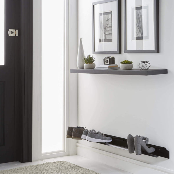 Select nice j me horizontal shoe rack wall mounted shoe organizer keeps heels boots sneakers and sandals off the floor a great shoe storage solution for your entryway or closet black 48 inches