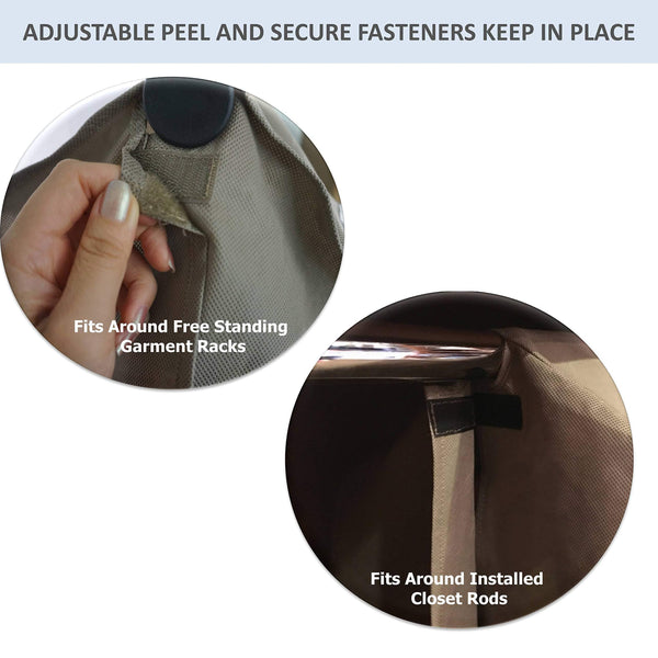 Top garment cover for closet rod and portable clothing rack shoulder dust cover protect your wardrobe in style adjustable to fit 26 to 48 long 6 pack