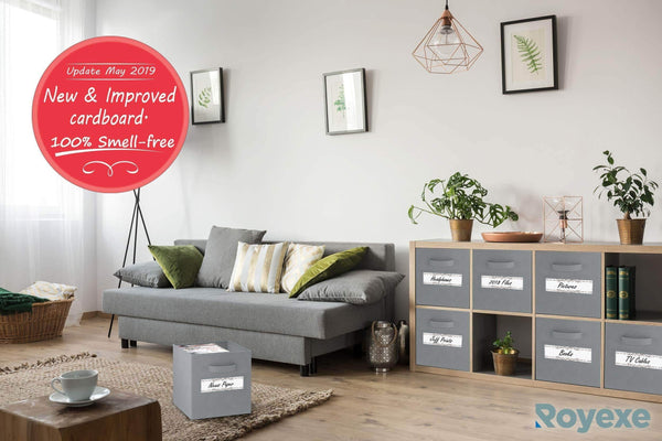 Great royexe storage cubes set of 8 storage baskets features dual handles 10 label window cards cube storage bins foldable fabric closet shelf organizer drawer organizers and storage grey