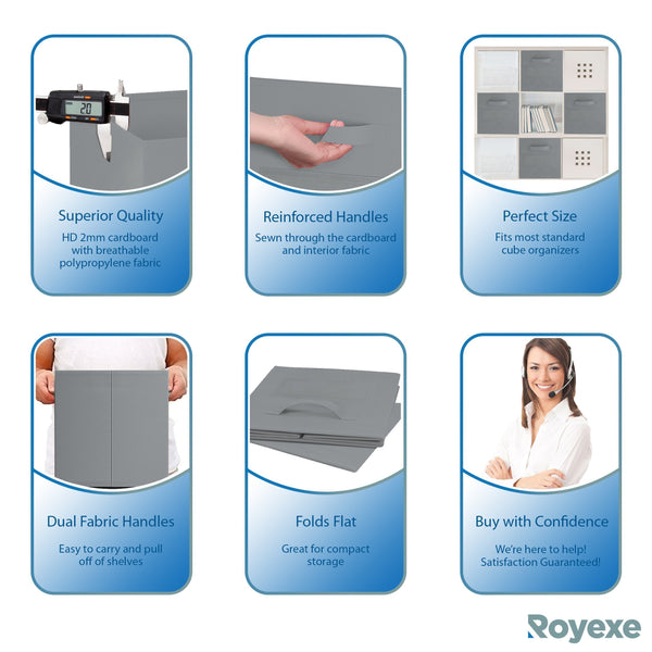 Featured royexe storage cubes set of 8 storage baskets features dual handles 10 label window cards cube storage bins foldable fabric closet shelf organizer drawer organizers and storage grey