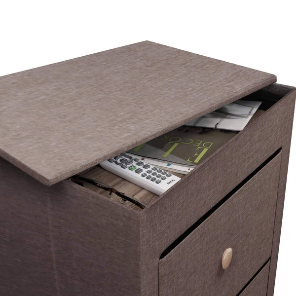 Try itidy 3 drawer dresser premium linen fabric nightstand bedside table end table storage drawer chest for nursery closet bedroom and bathroom storage drawer unit no tool requried to assemble brown