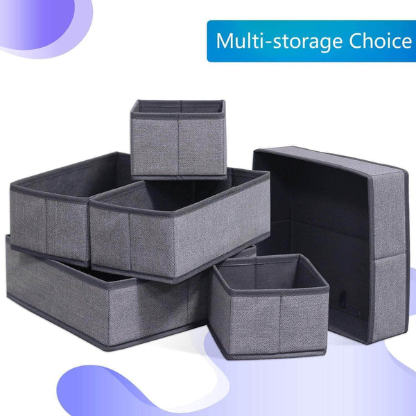 Explore onlyeasy foldable cloth storage box closet dresser drawer organizer cube basket bins containers divider with drawers for scarves underwear bras socks ties 6 pack linen like grey mxdcb6p