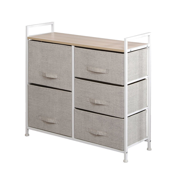 Related soges 5 drawer storage organizer unit for bedroom play room closets entryway free standing rack metal frame with fabric bin beige 107 bm