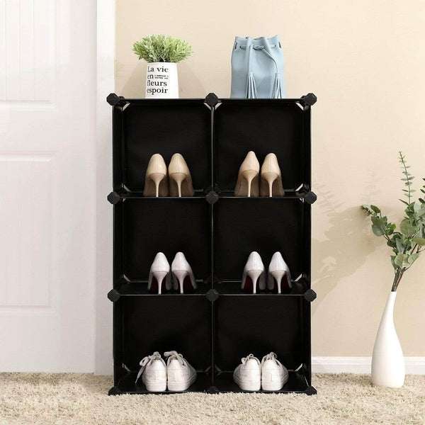 Great songmics cube storage organizer 6 cube closet storage shelves diy plastic closet cabinet modular bookcase storage shelving for bedroom living room office black with rubber hammer black ulpc06h