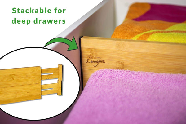 Storage drawer dividers bamboo kitchen organizers set of 6 spring loaded drawer divider adjustable expandable drawer organizer best for kitchen bedroom dresser baby drawers closet