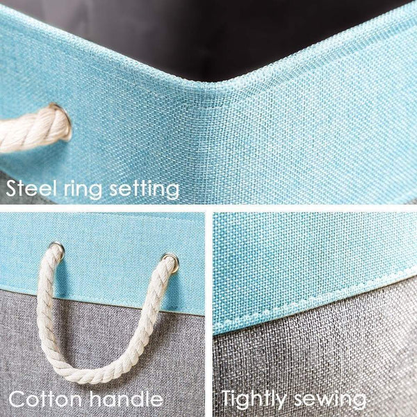Results prandom large foldable cube storage baskets bins 13x13 inch 3 pack fabric linen collapsible storage bins cubes drawer with cotton handles organizer for shelf toy nursery closet bedroomgray blue