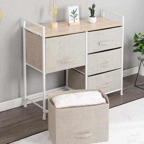 Save soges 5 drawer storage organizer unit for bedroom play room closets entryway free standing rack metal frame with fabric bin beige 107 bm