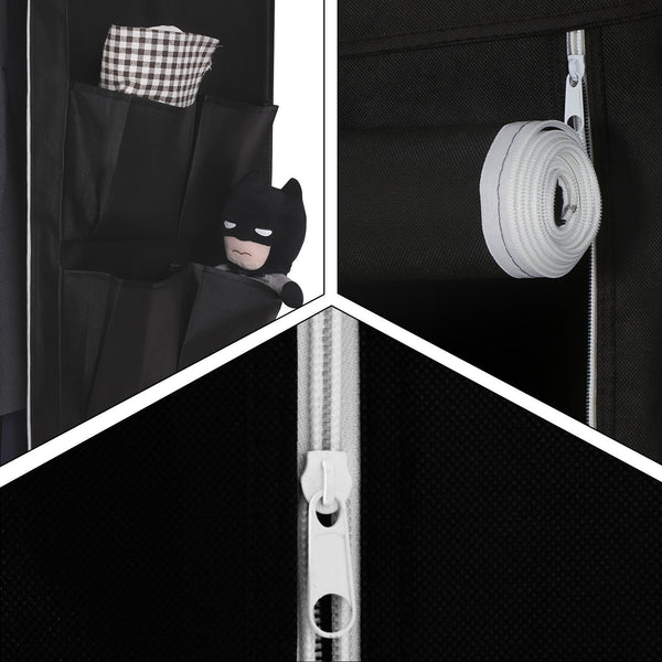 Purchase songmics 67 inch wardrobe armoire closet clothes storage rack 12 shelves 4 side pockets quick and easy to assemble black uryg44h