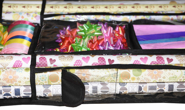 On amazon freegrace double sided hanging gift wrap organizer large 16 x 41 wrapping paper rolls storage bag tearproof space saving closet gift bag organization solution black