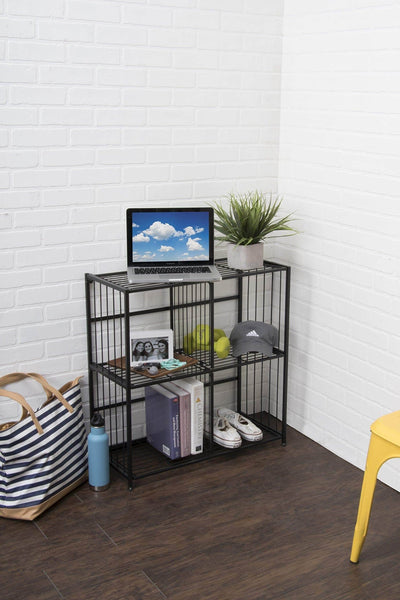 Exclusive flipshelf flipcube folding metal cube organizer small space solution no assembly home closet bathroom and office shelving black 4 cube organizer