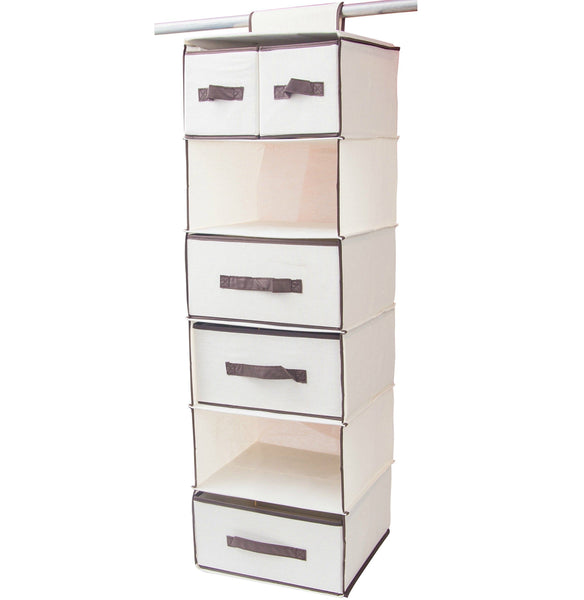 Top lovotex 6 shelf hanging closet organizer with 3 large and 2 small drawers practical wardrobe shelving with durable high capacity design collapsible storage for clothes underwear sock and towels