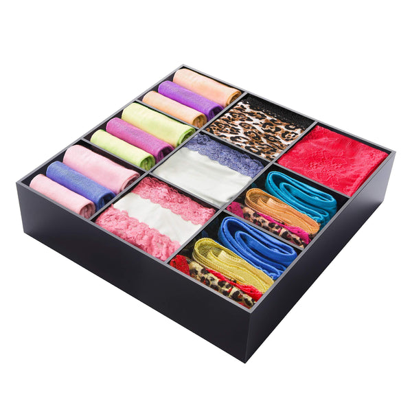 Shop here luxury and stylish acrylic organizer fine and elegant gift keep belts socks ties underwear panties briefs boxers scarves organized drawer divider closet and storage box