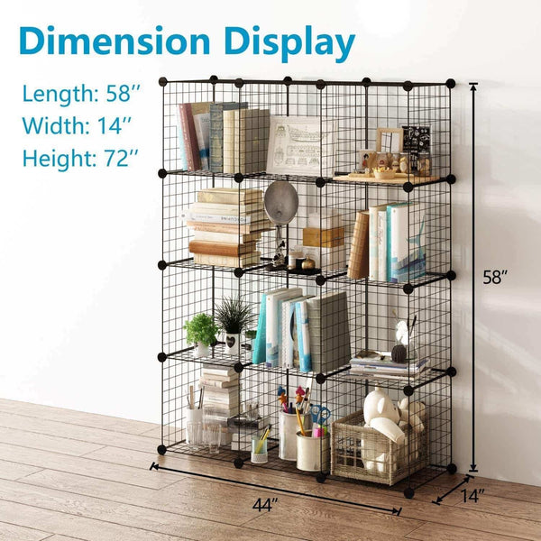 Best seller  tespo wire cube storage shelves book shelf metal bookcase shelving closet organization system diy modular grid cabinet 12 cubes