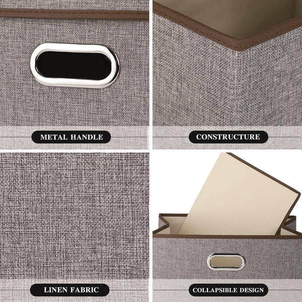 On amazon storage container organizer bin collapsible large foldable linen fabric gray box with removable lid and handles for home baby office nursery closet bedroom living room no peculiar smell 1 pack